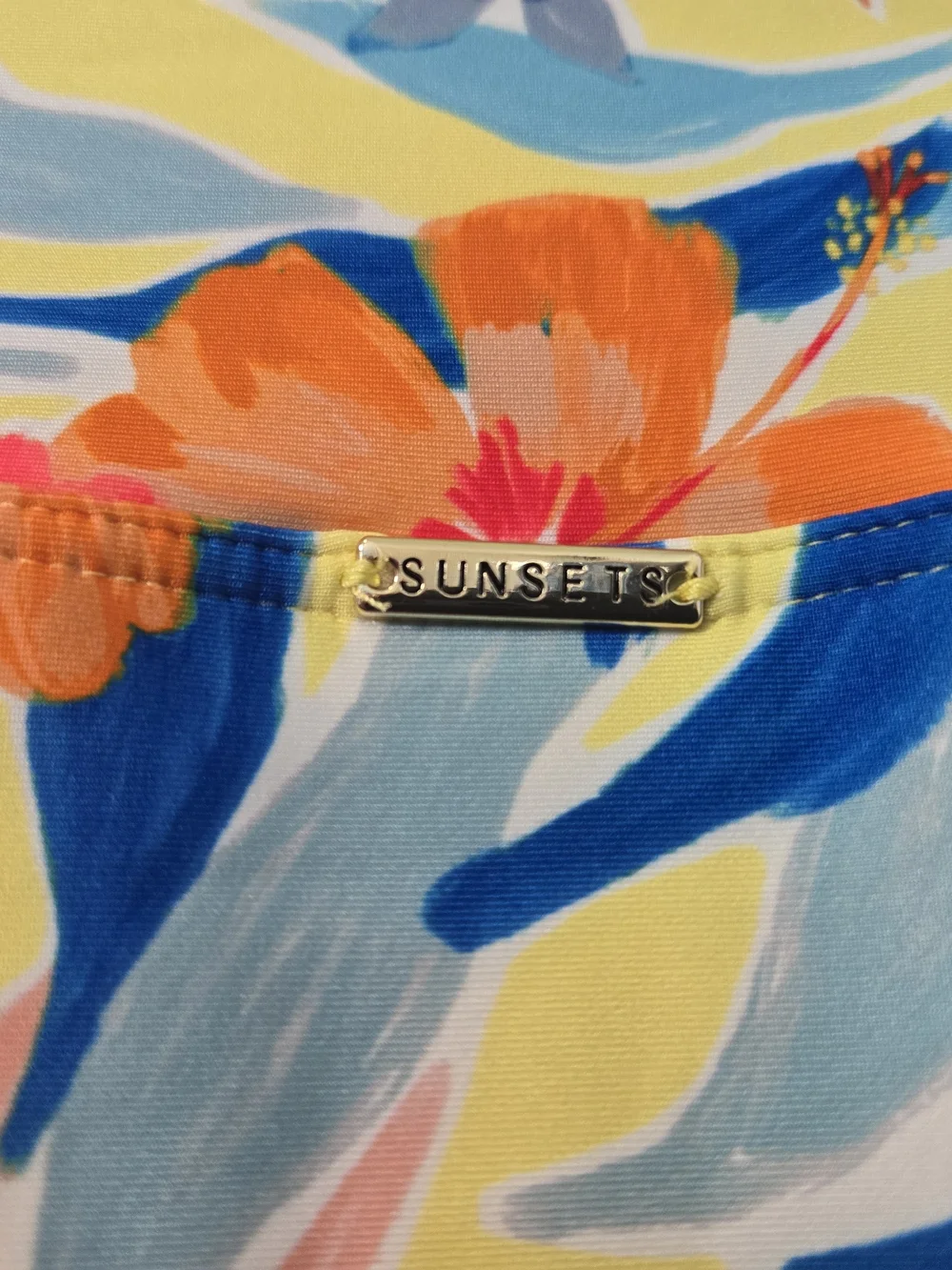 Sunsets Tropical Floral Bikini Bottoms in Yellow Coral Blue Sz L
